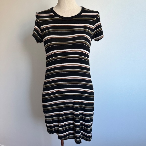 Brown Stripped Mini Dress - Picture 1 of 4